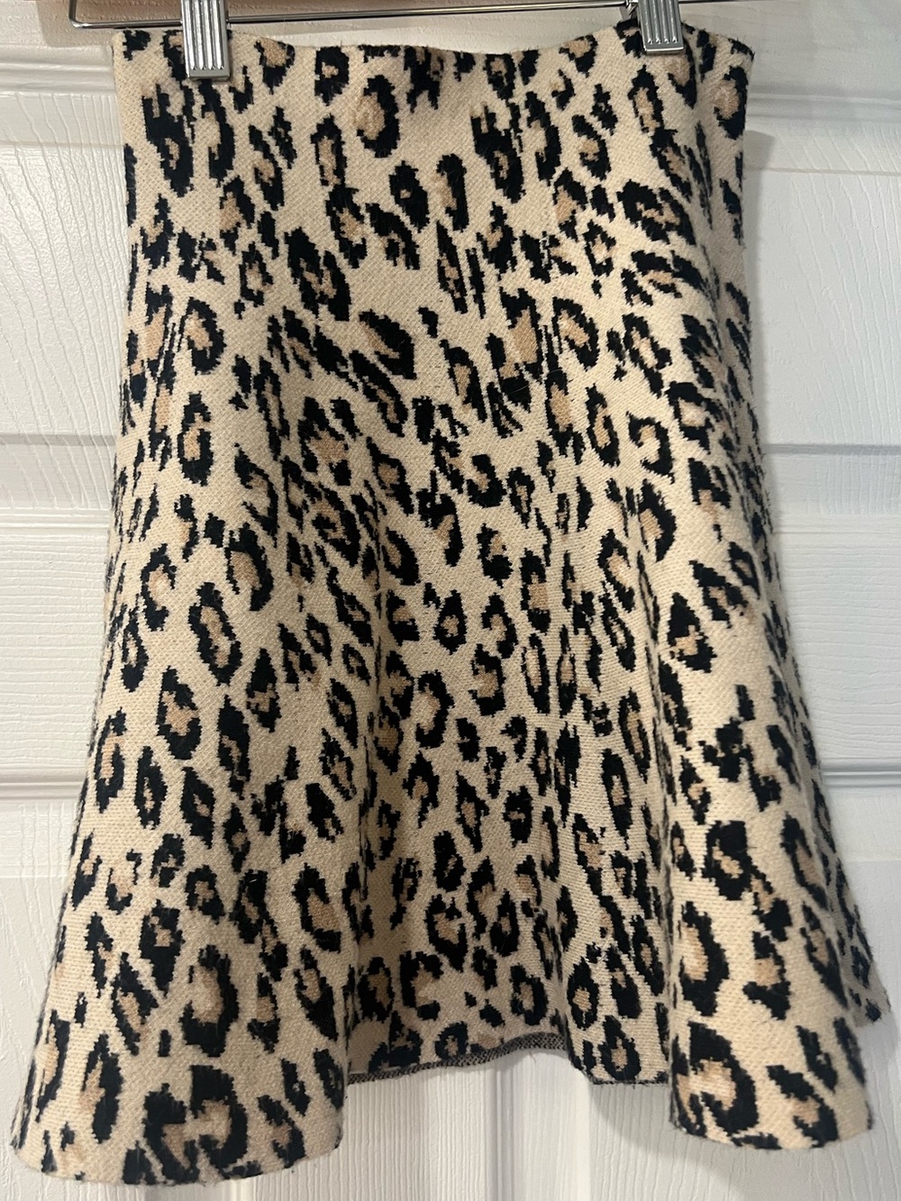 Leopard Print A-Line Skirt in Beige and Black